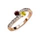 3 - Olena Red Garnet and Yellow Sapphire with Side Diamonds Bypass Ring 