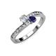 3 - Olena Diamond and Blue Sapphire with Side Diamonds Bypass Ring 