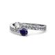 1 - Olena Diamond and Blue Sapphire with Side Diamonds Bypass Ring 
