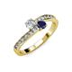 3 - Olena Diamond and Blue Sapphire with Side Diamonds Bypass Ring 