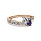 2 - Olena Diamond and Blue Sapphire with Side Diamonds Bypass Ring 