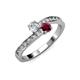 3 - Olena Diamond and Ruby with Side Diamonds Bypass Ring 