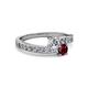 2 - Olena Diamond and Ruby with Side Diamonds Bypass Ring 