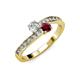 3 - Olena Diamond and Ruby with Side Diamonds Bypass Ring 