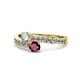 1 - Olena Diamond and Ruby with Side Diamonds Bypass Ring 