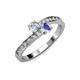 3 - Olena Diamond and Tanzanite with Side Diamonds Bypass Ring 