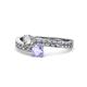 1 - Olena Diamond and Tanzanite with Side Diamonds Bypass Ring 