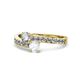 1 - Olena Diamond and White Sapphire with Side Diamonds Bypass Ring 