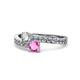 1 - Olena Diamond and Pink Sapphire with Side Diamonds Bypass Ring 