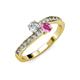 3 - Olena Diamond and Pink Sapphire with Side Diamonds Bypass Ring 