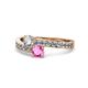 1 - Olena Diamond and Pink Sapphire with Side Diamonds Bypass Ring 