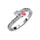 3 - Olena Diamond and Pink Tourmaline with Side Diamonds Bypass Ring 