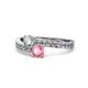 1 - Olena Diamond and Pink Tourmaline with Side Diamonds Bypass Ring 