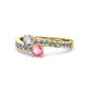 1 - Olena Diamond and Pink Tourmaline with Side Diamonds Bypass Ring 