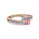 2 - Olena Diamond and Pink Tourmaline with Side Diamonds Bypass Ring 