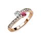 3 - Olena Diamond and Rhodolite Garnet with Side Diamonds Bypass Ring 