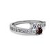 2 - Olena Diamond and Red Garnet with Side Diamonds Bypass Ring 