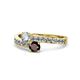 1 - Olena Diamond and Red Garnet with Side Diamonds Bypass Ring 