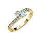 3 - Olena Diamond and Aquamarine with Side Diamonds Bypass Ring 