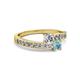 2 - Olena Diamond and Aquamarine with Side Diamonds Bypass Ring 