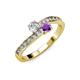 3 - Olena Diamond and Amethyst with Side Diamonds Bypass Ring 