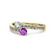 1 - Olena Diamond and Amethyst with Side Diamonds Bypass Ring 