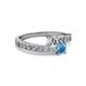 2 - Olena Diamond and Blue Topaz with Side Diamonds Bypass Ring 