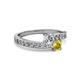 2 - Olena Diamond and Yellow Sapphire with Side Diamonds Bypass Ring 