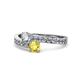 1 - Olena Diamond and Yellow Sapphire with Side Diamonds Bypass Ring 