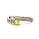 1 - Olena Diamond and Yellow Sapphire with Side Diamonds Bypass Ring 
