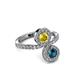 3 - Kevia Blue Diamond and Yellow Sapphire with Side Diamonds Bypass Ring 