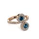 3 - Kevia Blue Diamond with Side White Diamonds Bypass Ring 