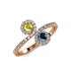 4 - Kevia Yellow and Blue Diamond with Side Diamonds Bypass Ring 