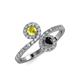 4 - Kevia Yellow and Black Diamond with Side Diamonds Bypass Ring 