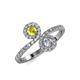 4 - Kevia Yellow and White Diamond with Side Diamonds Bypass Ring 
