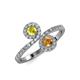 4 - Kevia Yellow Diamond and Citrine with Side Diamonds Bypass Ring 