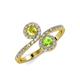 4 - Kevia Yellow Diamond and Peridot with Side Diamonds Bypass Ring 