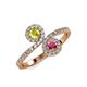 4 - Kevia Yellow Diamond and Rhodolite Garnet with Side Diamonds Bypass Ring 
