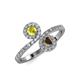 4 - Kevia Yellow Diamond and Smoky Quartz with Side Diamonds Bypass Ring 