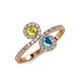 4 - Kevia Yellow Diamond and London Blue Topaz with Side Diamonds Bypass Ring 