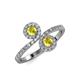 4 - Kevia Yellow Diamond and Yellow Sapphire with Side Diamonds Bypass Ring 