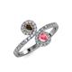 4 - Kevia Smoky Quartz and Pink Tourmaline with Side Diamonds Bypass Ring 