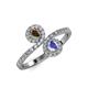 4 - Kevia Smoky Quartz and Tanzanite with Side Diamonds Bypass Ring 