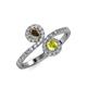4 - Kevia Smoky Quartz and Yellow Diamond with Side Diamonds Bypass Ring 
