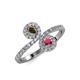 4 - Kevia Smoky Quartz and Rhodolite Garnet with Side Diamonds Bypass Ring 