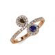 4 - Kevia Smoky Quartz and Blue Sapphire with Side Diamonds Bypass Ring 