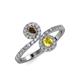 4 - Kevia Smoky Quartz and Yellow Sapphire with Side Diamonds Bypass Ring 