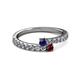 2 - Delise 3.40mm Round Blue Sapphire and Ruby with Side Diamonds Bypass Ring 