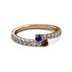 2 - Delise 3.40mm Round Blue Sapphire and Ruby with Side Diamonds Bypass Ring 