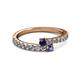 2 - Delise 3.40mm Round Blue Sapphire and Iolite with Side Diamonds Bypass Ring 